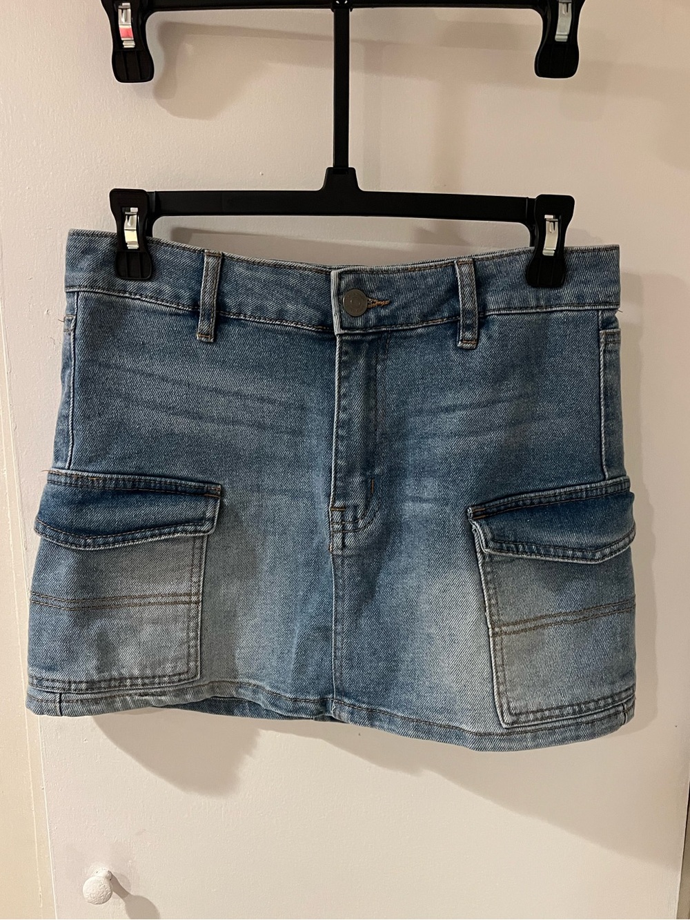 Denim Cargo Mini Skirt
